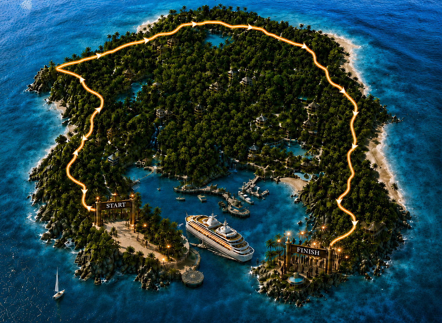 Tropical island with a 42.2 km marathon route